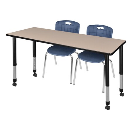 Regency Tables > Height Adjustable > Rectangular Mobile Table & Chair Sets, 72 W, 30 L, 23-34 H MT7230BEAPCBK40NV